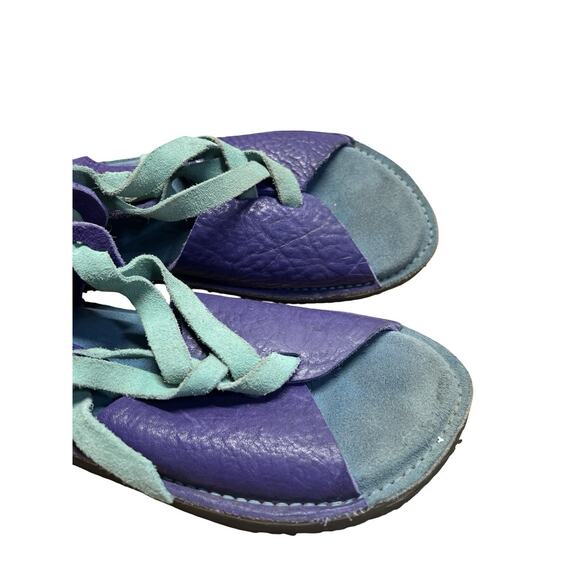 Handmade Purple Teal Leather Sandals Mens 9 Gladiator Fisherman Jesus Resortware main image 8